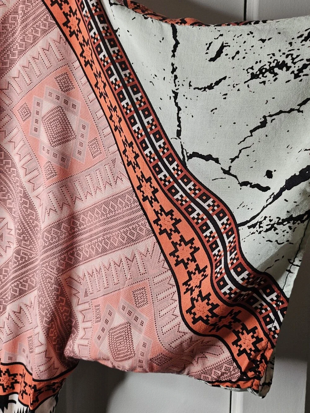 Eight Sixty Multi-Print Midi Dress in Coral, Teal, Cream - Picture 9 of 14